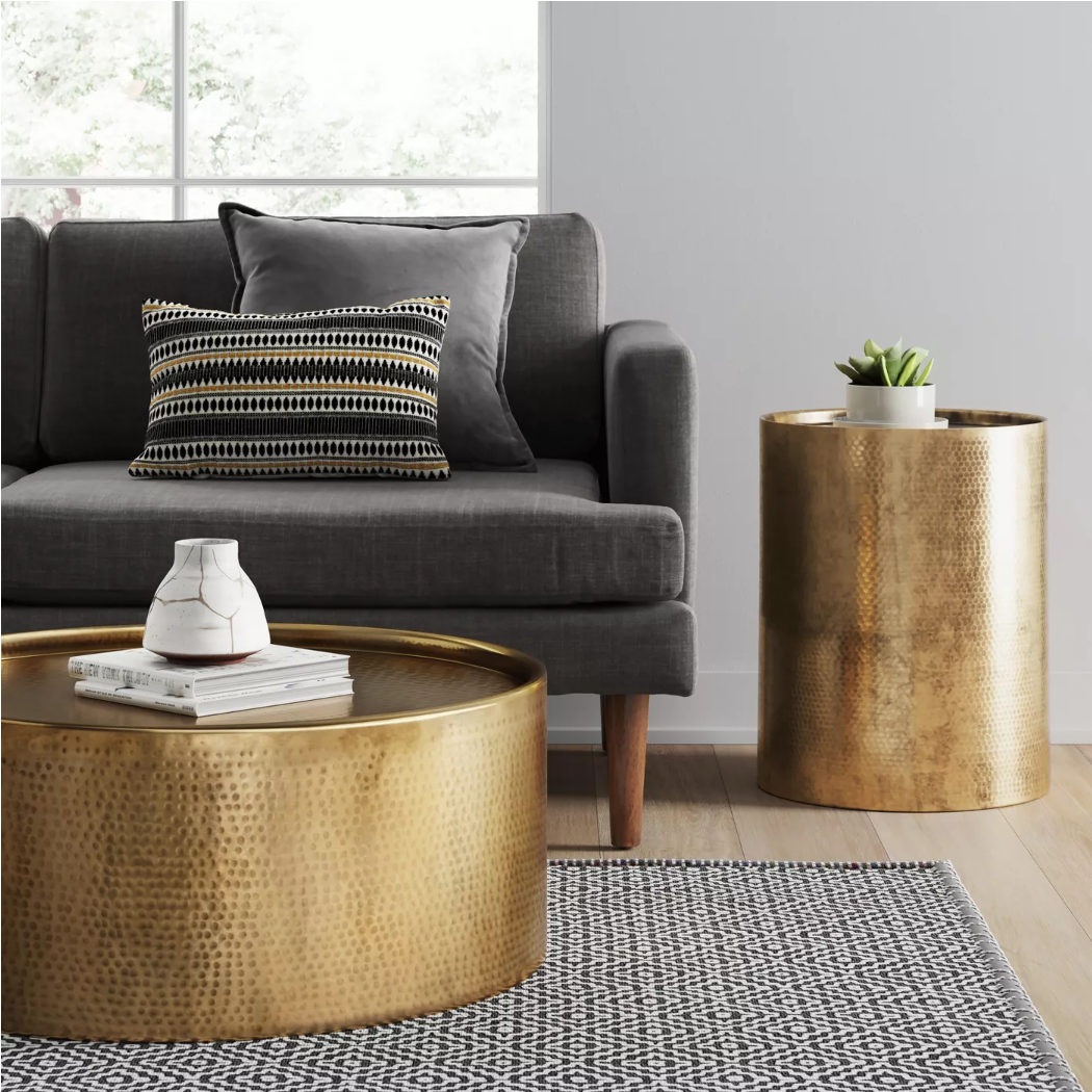 Gold drum accent top table