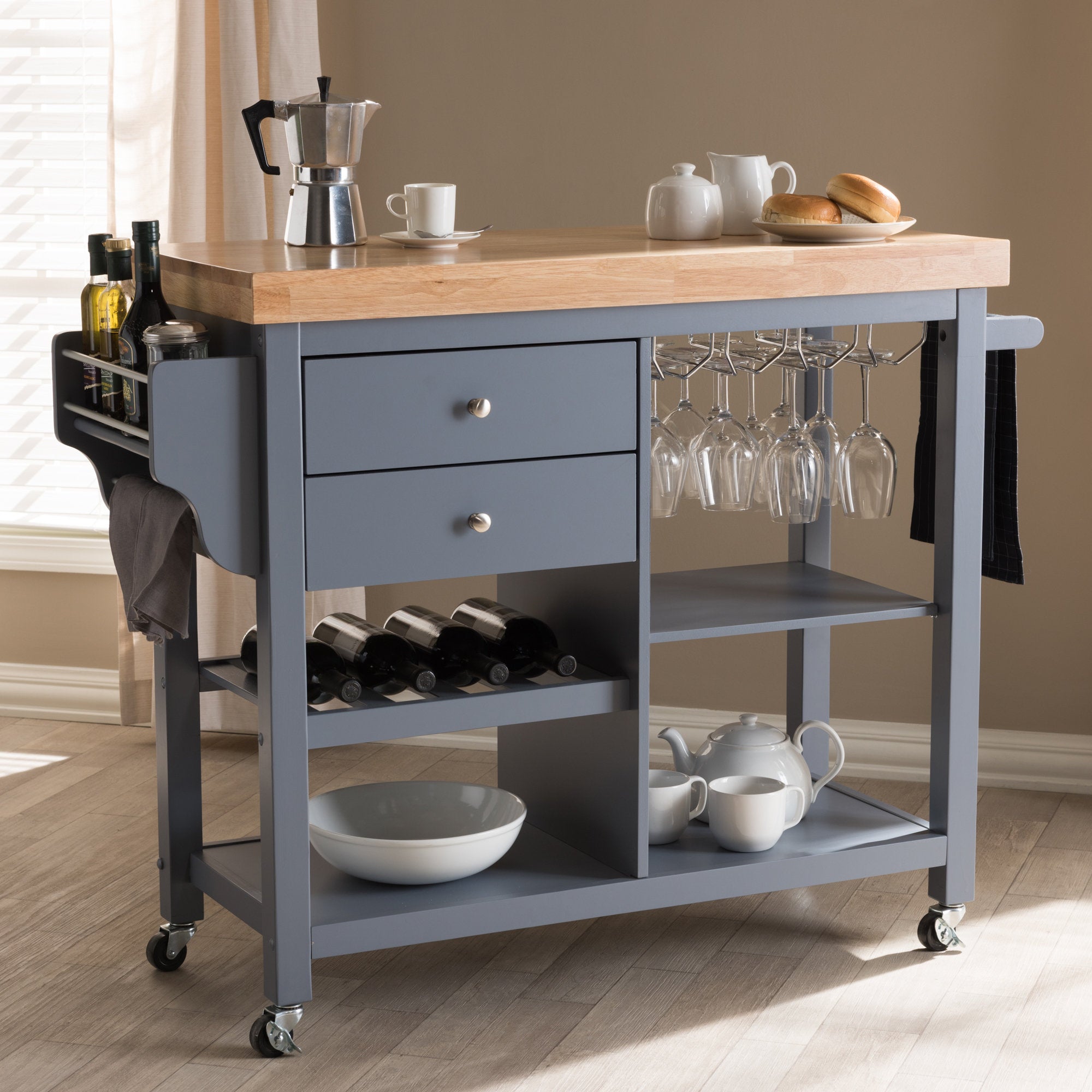 joss + Hoglund Kitchen Cart with Wood Top