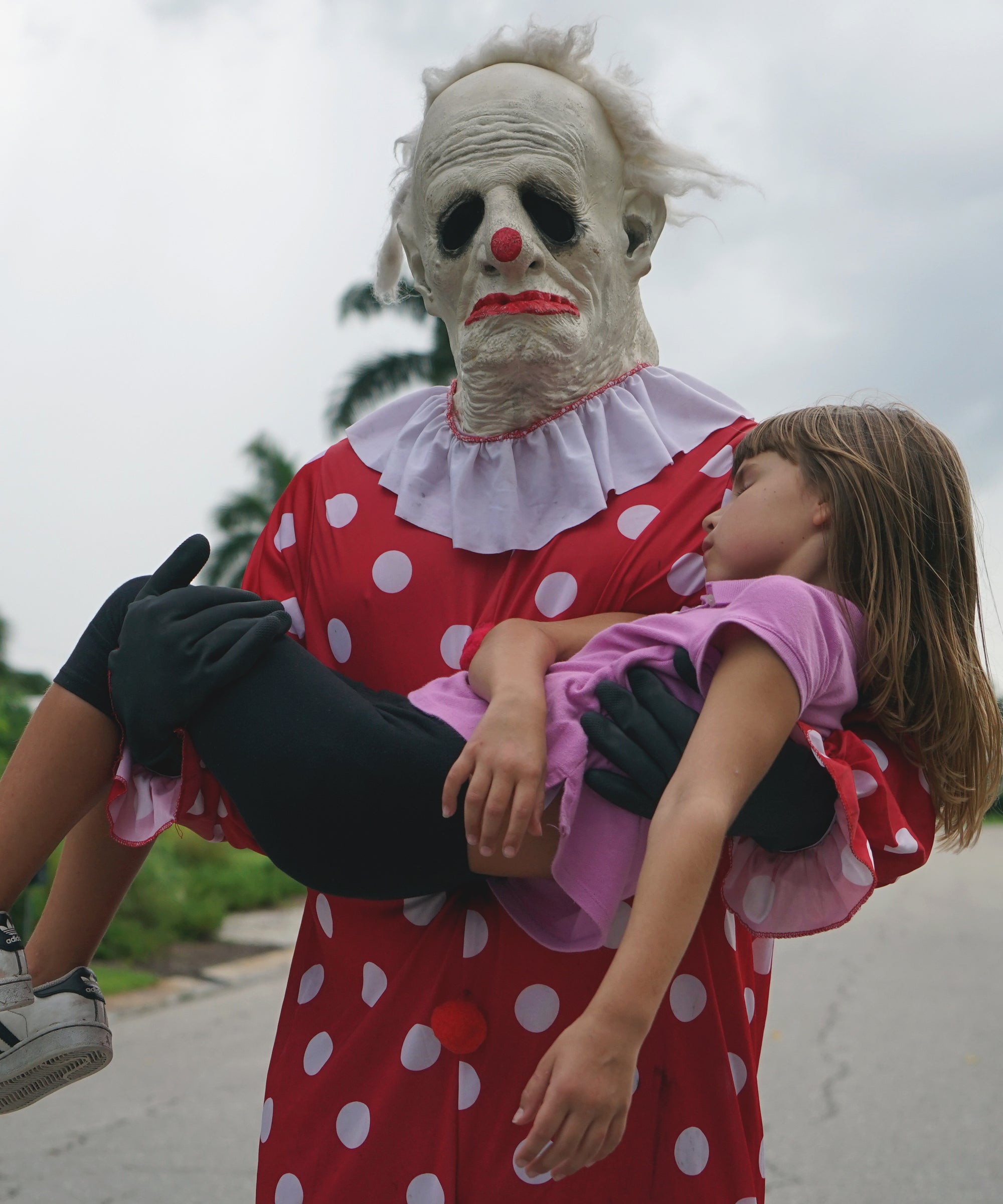 Girls Grey Vintage Horror Killer Clown Halloween Film Fancy Dress Costume 5-12yr 