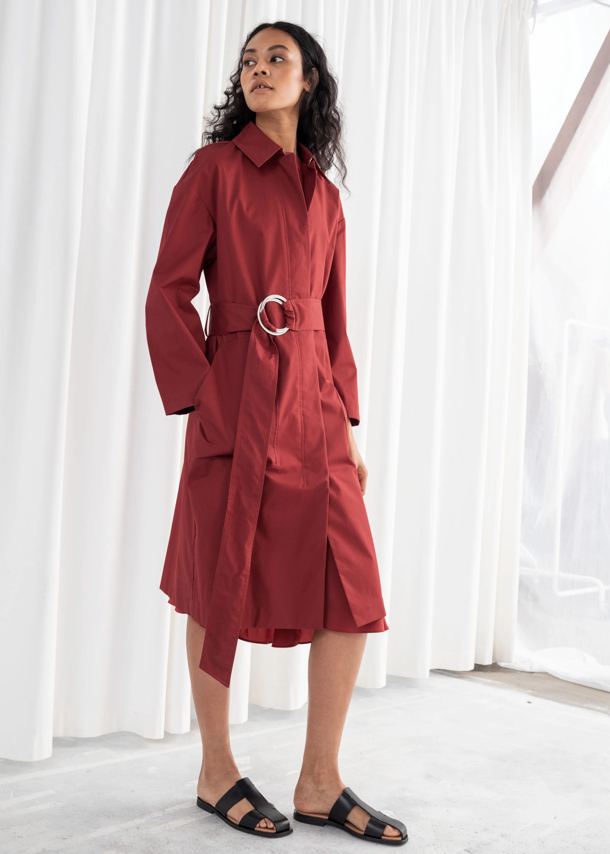 Belted Cotton Twill Trenchcoat, Belted Cotton Twill Trench Coat