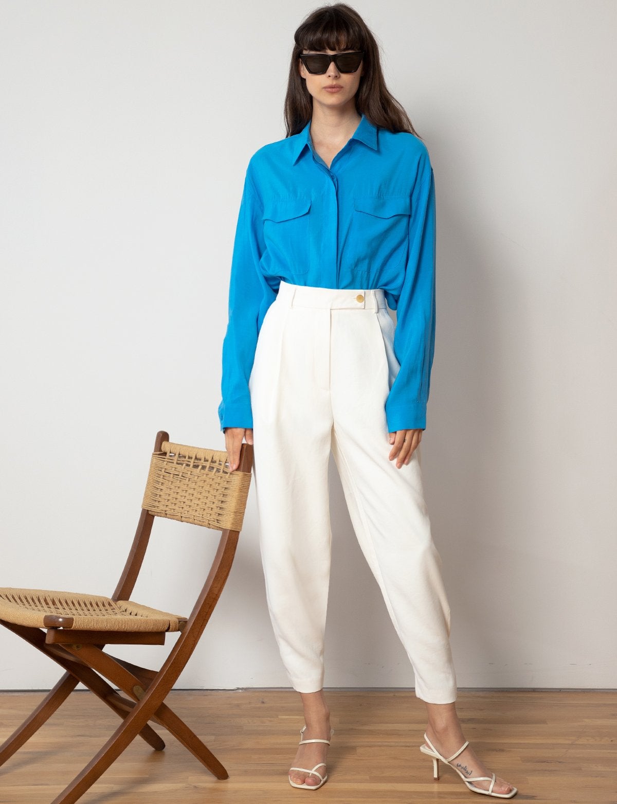 Pixie Market + Off White Ankle Cuff Pants