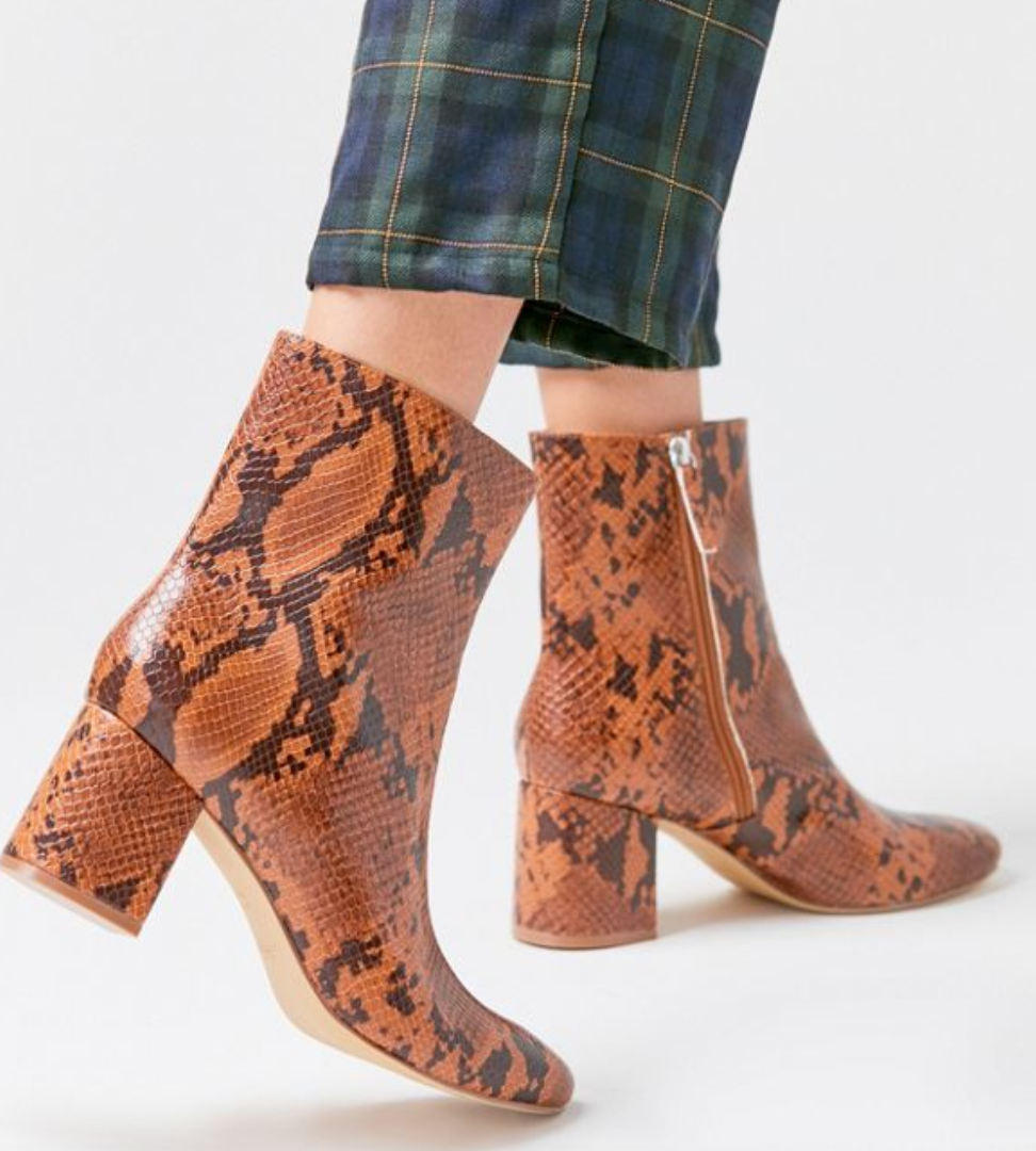 Snakeskin Print Boots,