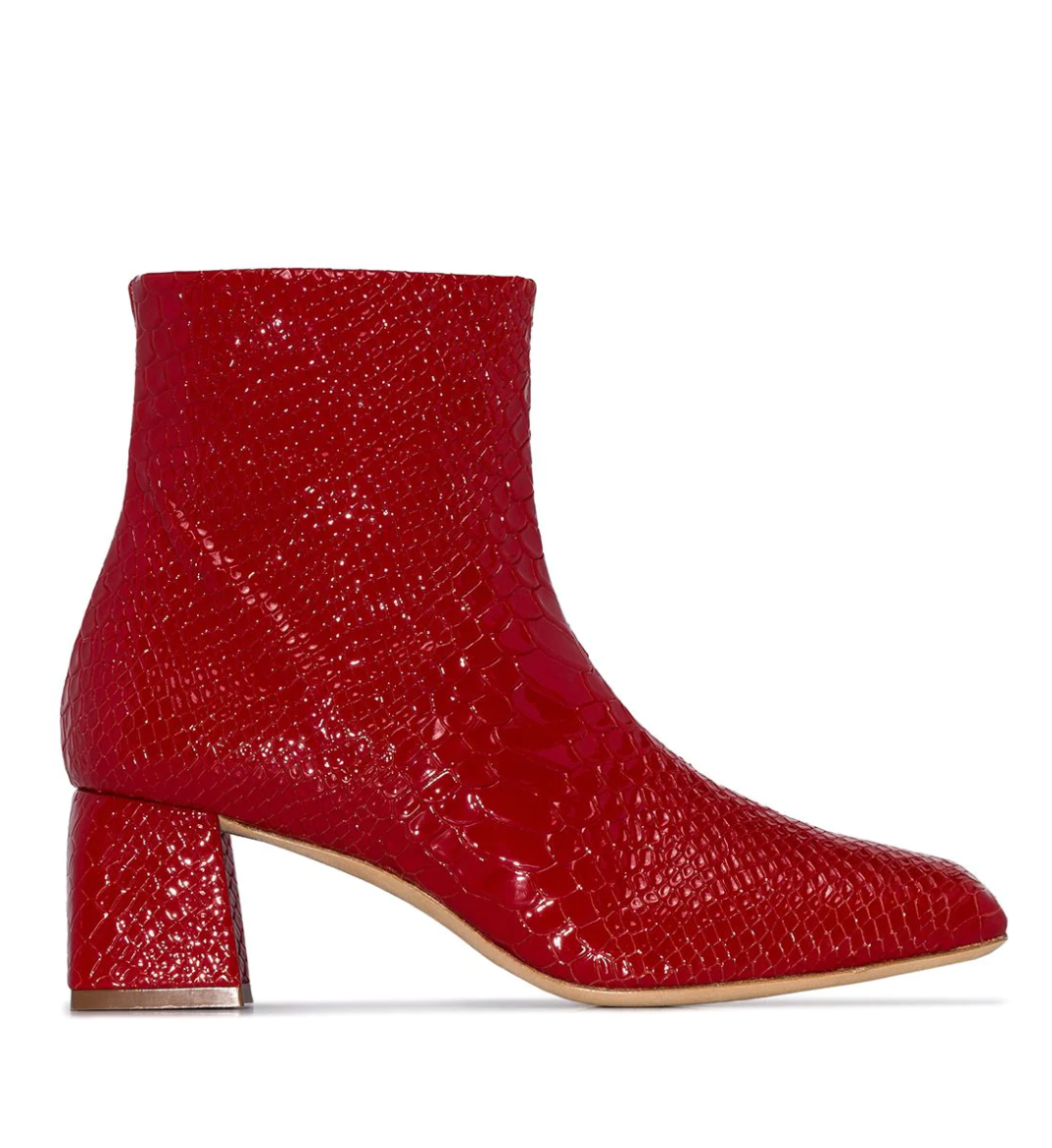 red snakeskin boots womens