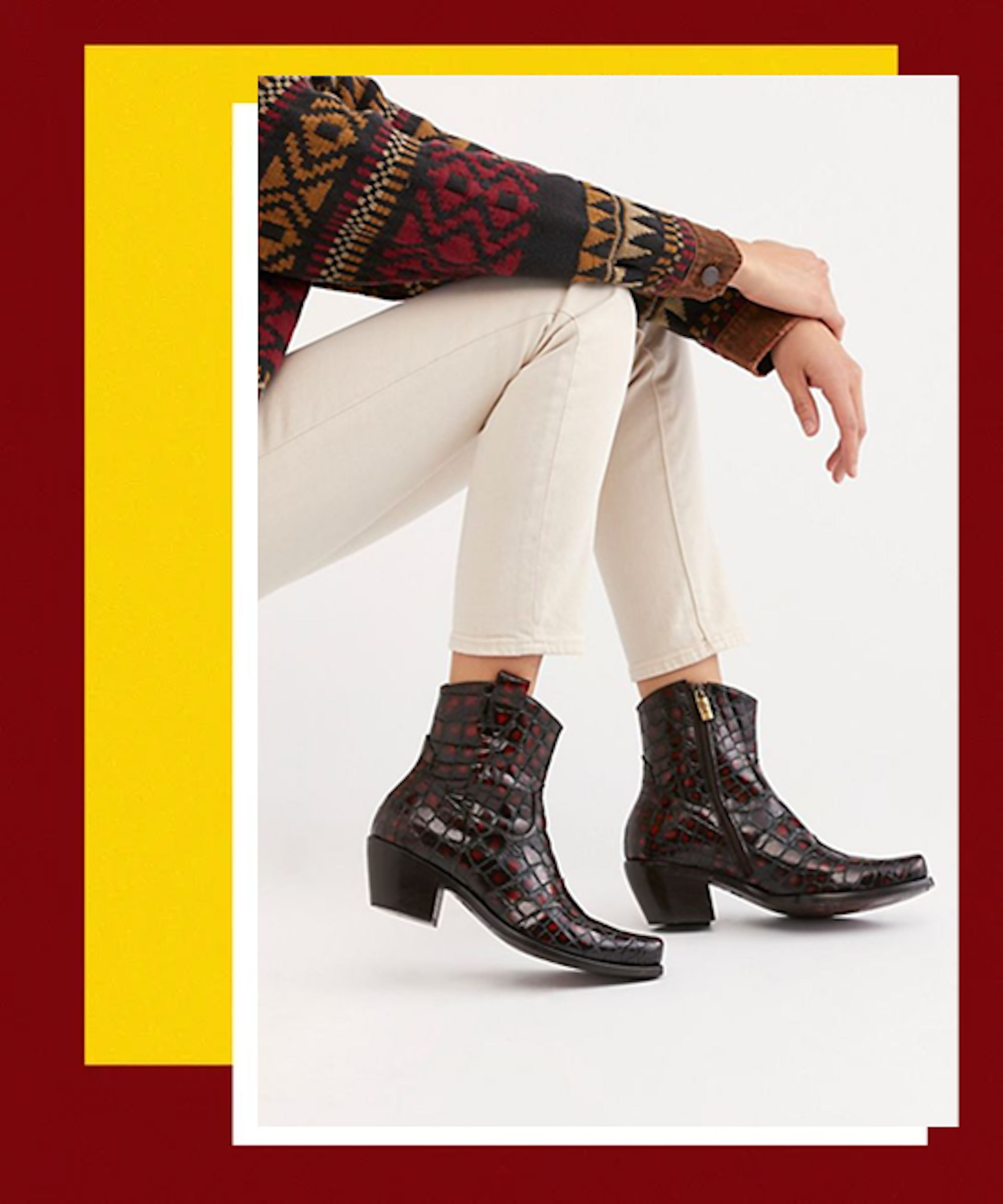 black crocodile print boots