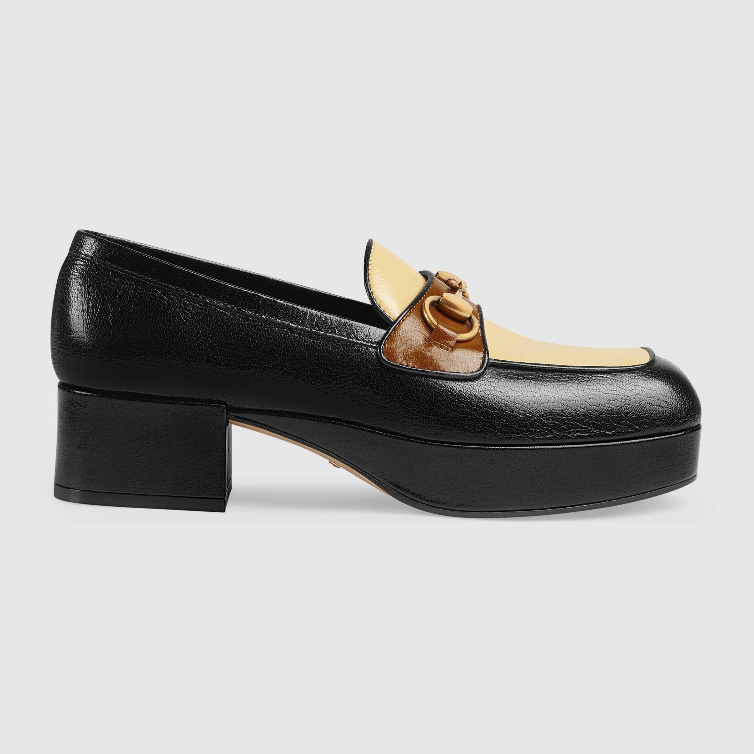 leather platform loafer with horsebit