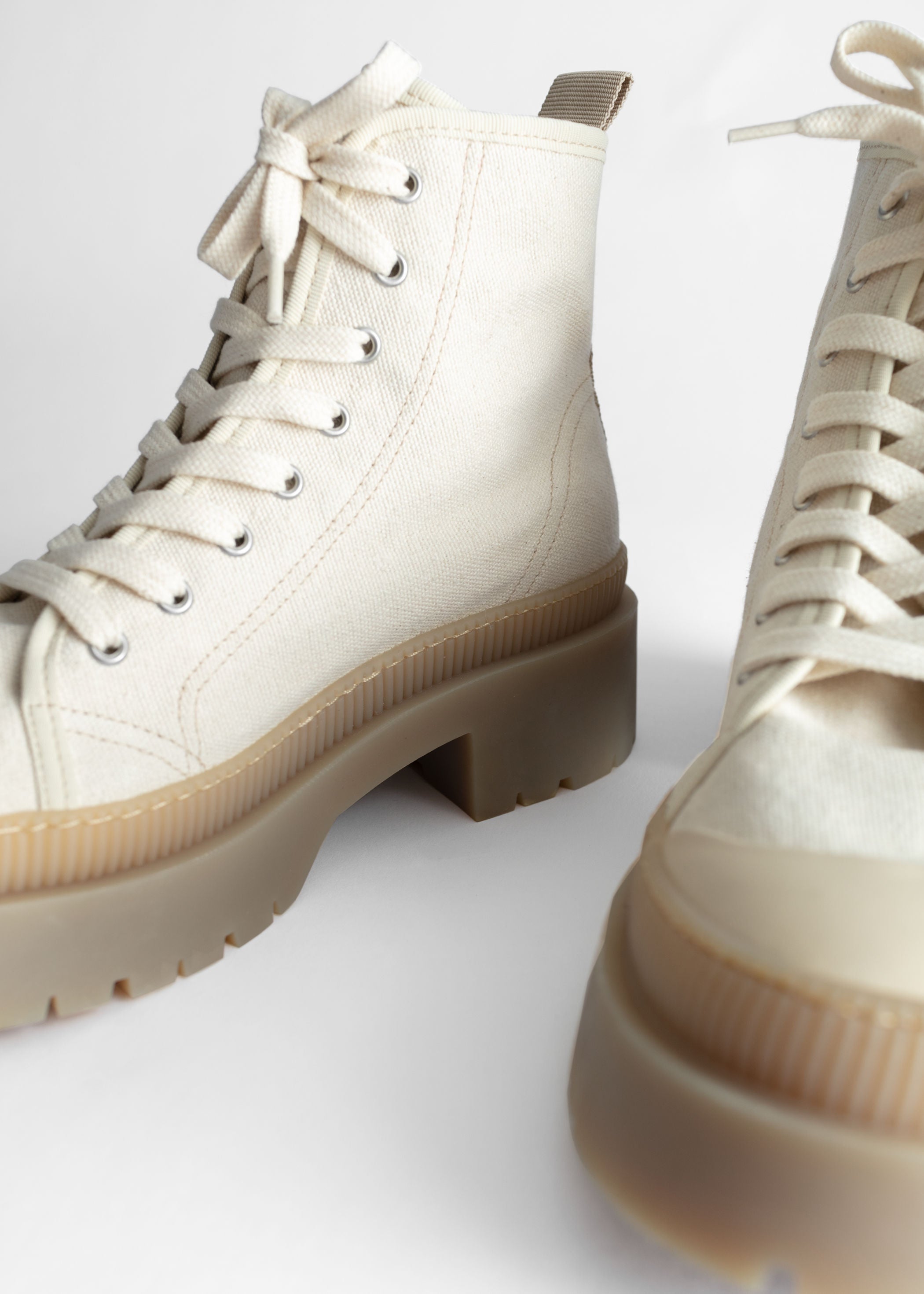 Canvas top heeled boots