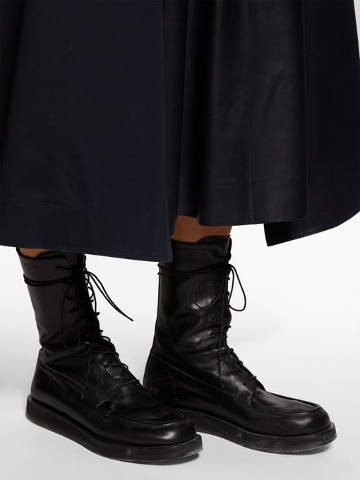 The Row Patty lace up leather combat boots