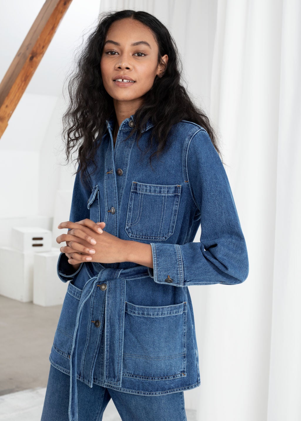 amp; Other Stories + Belted Workwear Denim Jacket