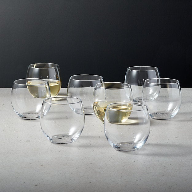 CB2 + Prudence Stemless Wine Glasses, Set of 8