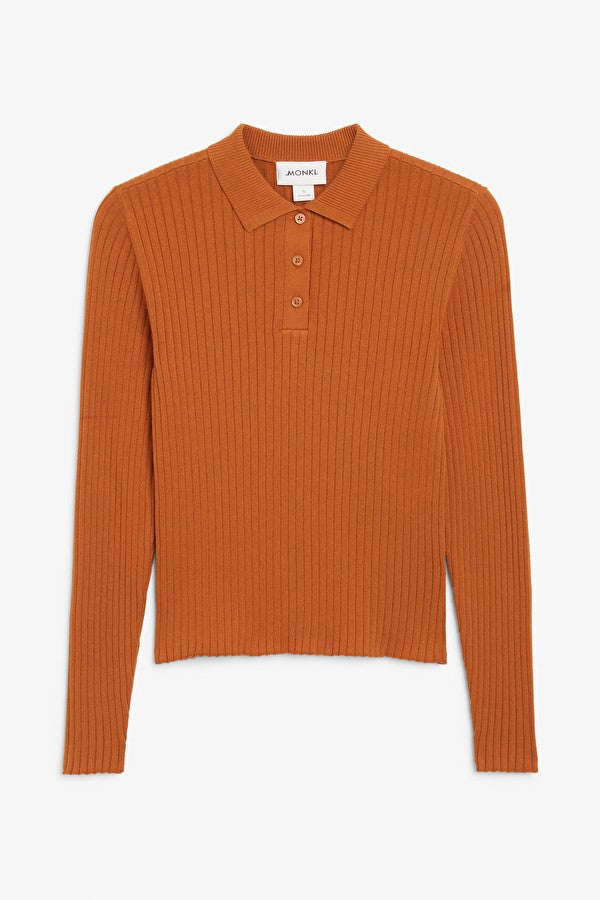 Monki + Ribbed Polo Top