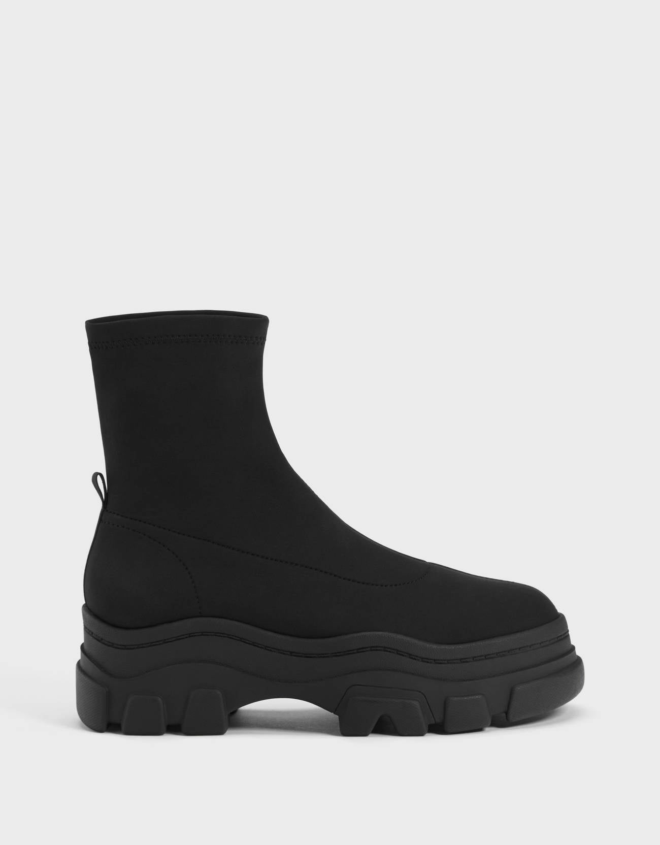 Bershka + Elastic Track-Sole Ankle Boots