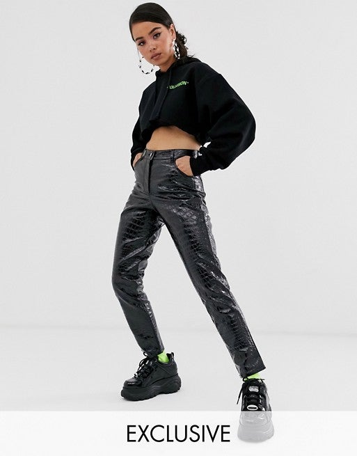 leather snake trousers