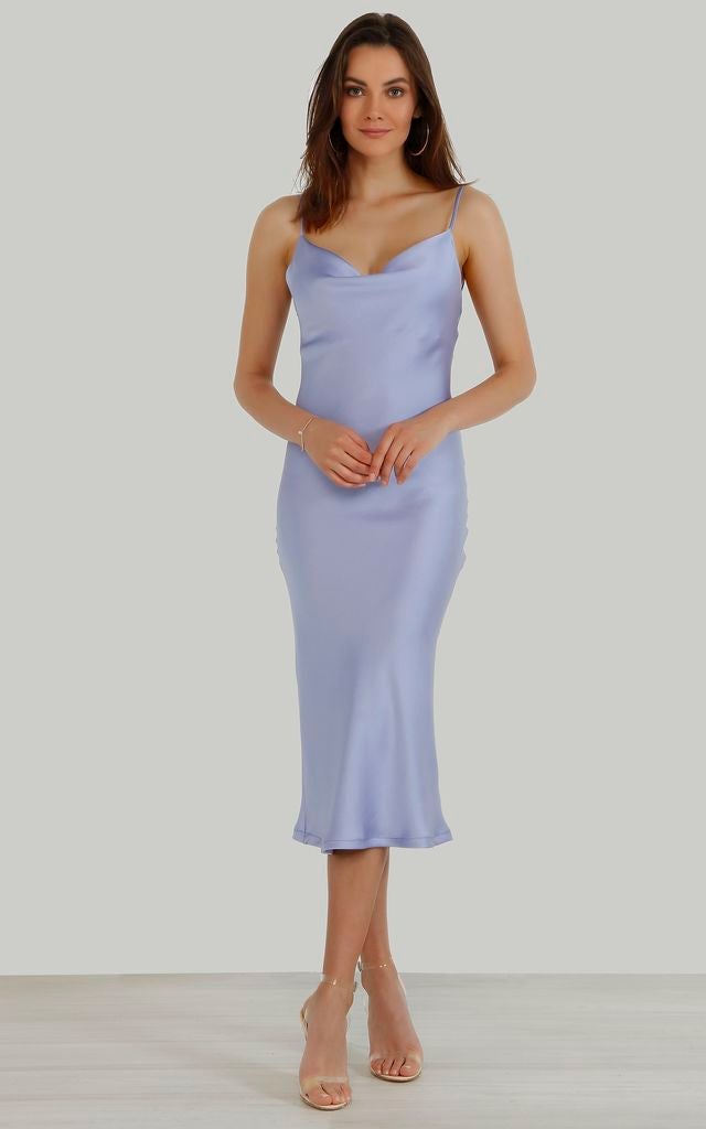 satin cami midi dress