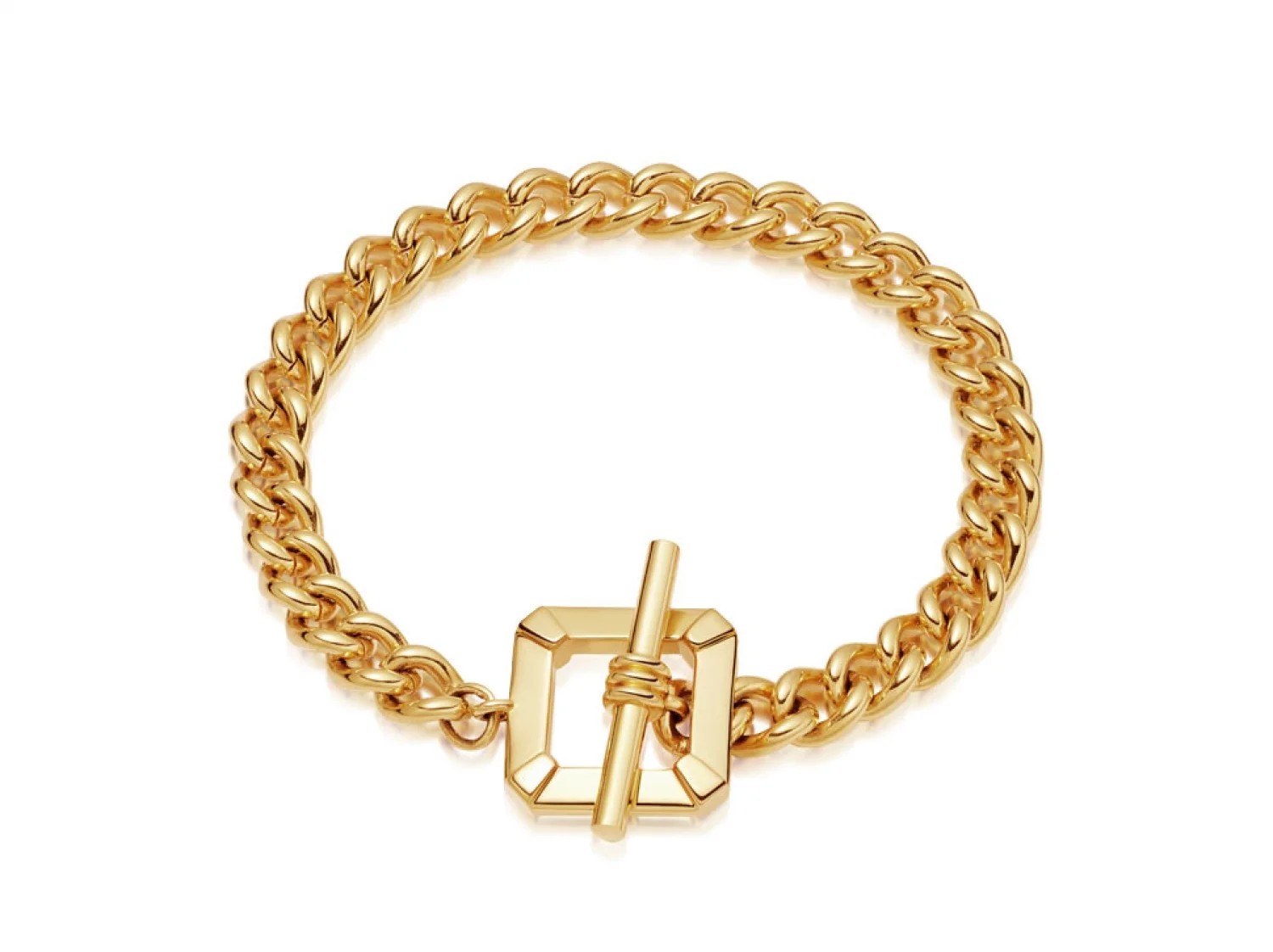 Cassandra Bracelet - Gold Plated Brass – Curb chain and crystal