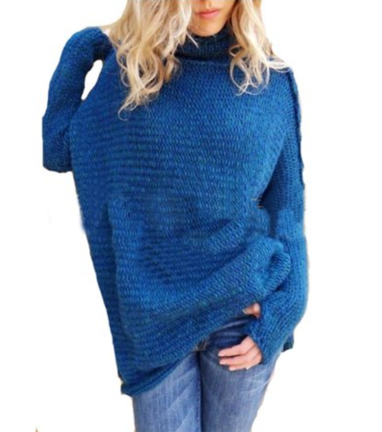 WeWeLily Womens Chunky Oversized Turtleneck Long Sleeve Knit Pullover Sweater 