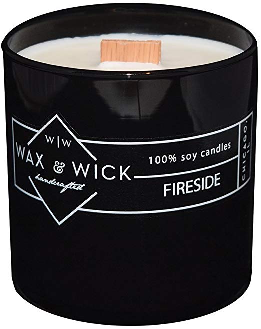 Wax & Wick + 100 Pure Soy Wax Candle, Fireside