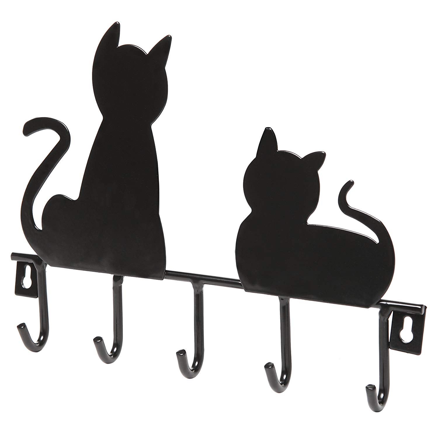 Amazon + MyGift Black Metal Wall-Mounted Cat Design 5-Key Hook Rack