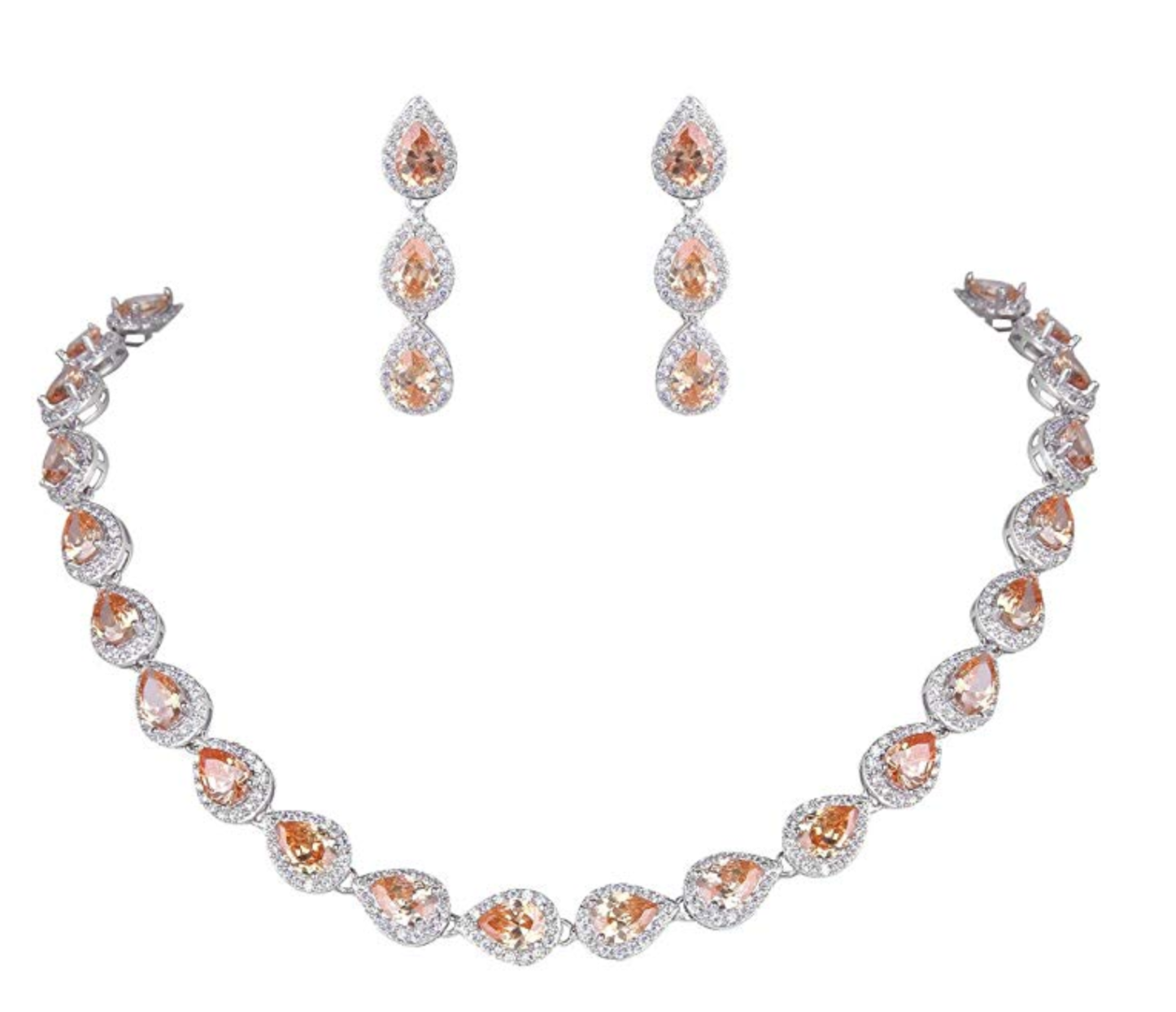 EVER FAITH + Teardrop Necklace And Earrings Set