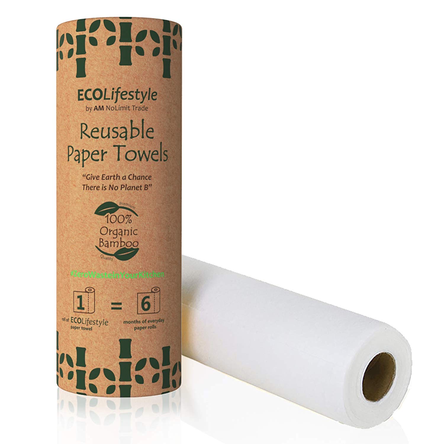 Ecolifestyle Reusable Bamboo Paper Towels, 1 Roll of washable paper towels  New