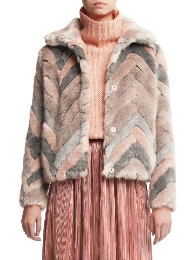 chevron fur jacket
