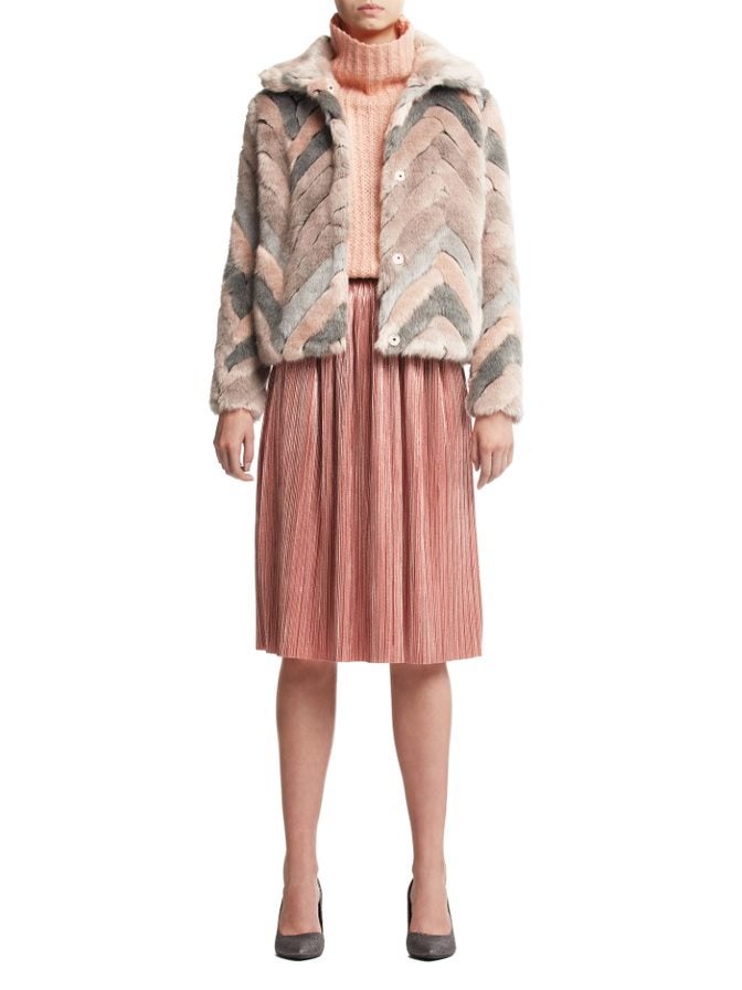 cece faux fur chevron jacket