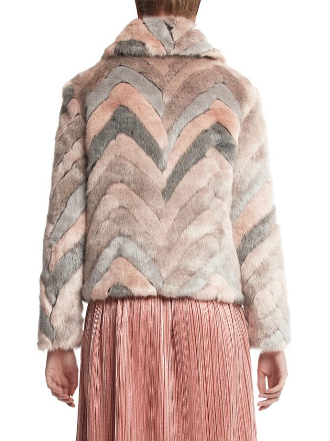 cece faux fur chevron jacket