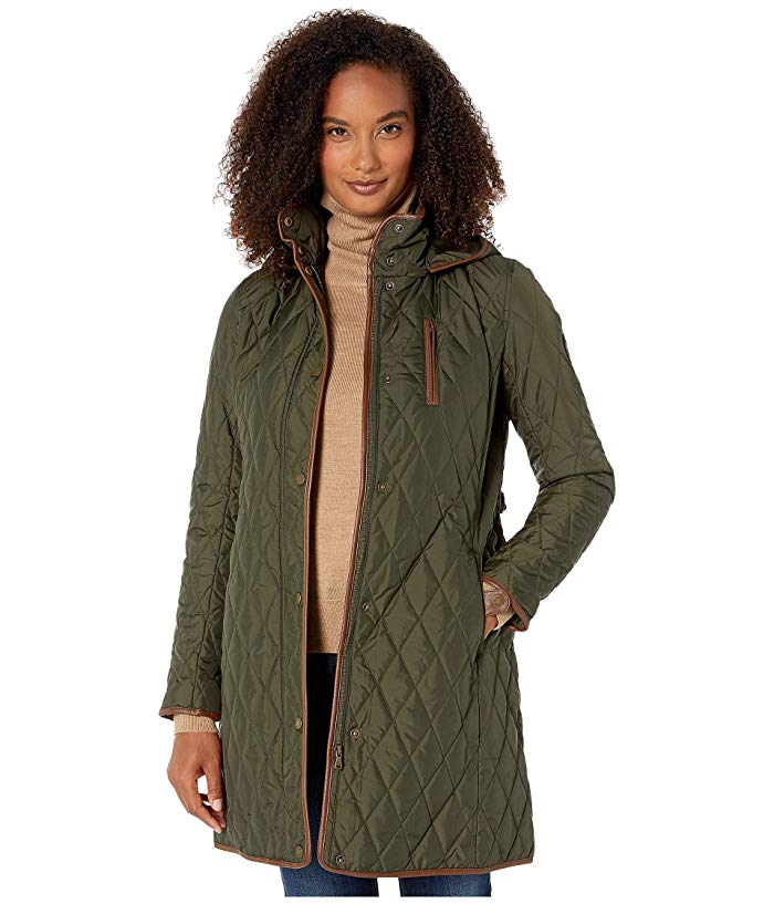 Lauren Ralph Lauren Diamond Quilt Jacket with Faux Leather Trim