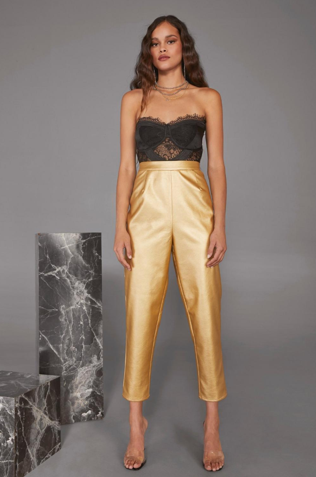 Nasty Gal x Cara Delevingne + Gold Dust Metallic Pants