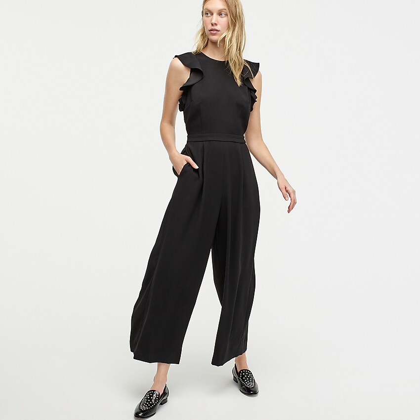 J.Crew + Sleeveless ruffle jumpsuit in 365 crepe