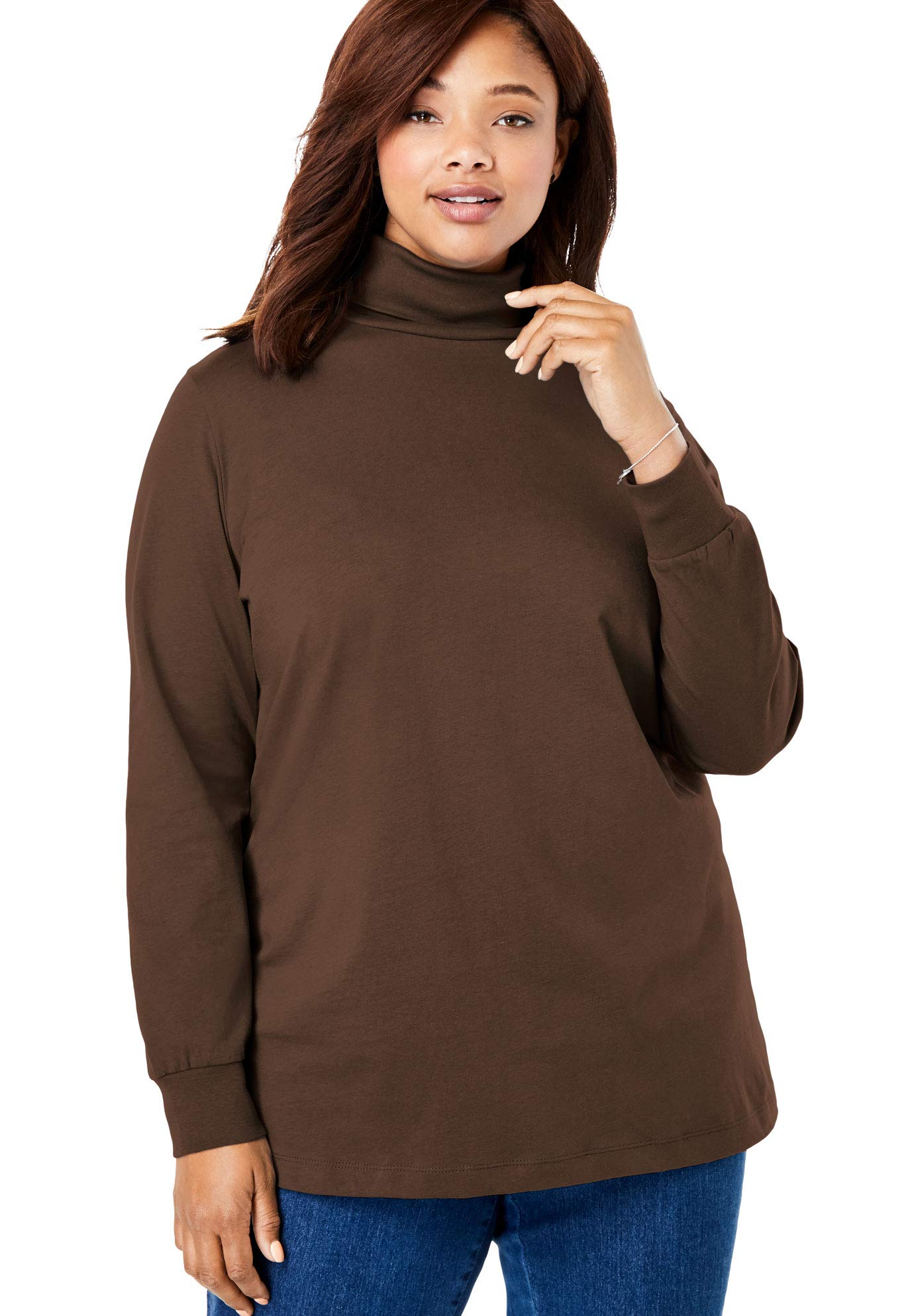 Woman Within Womens Plus Size Petite Perfect Long Sleeve Mock Turtleneck