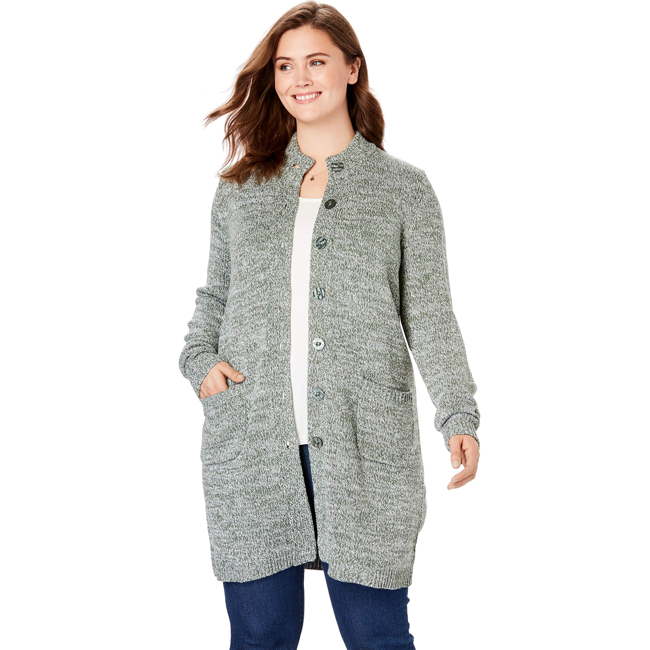 woman within cardigan