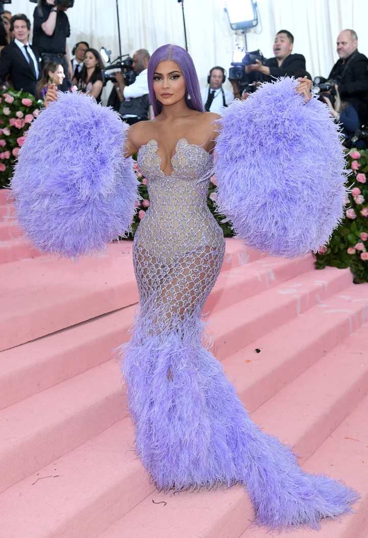 Kylie Jenner, Lavender Dress, Strapless, Versace Dress