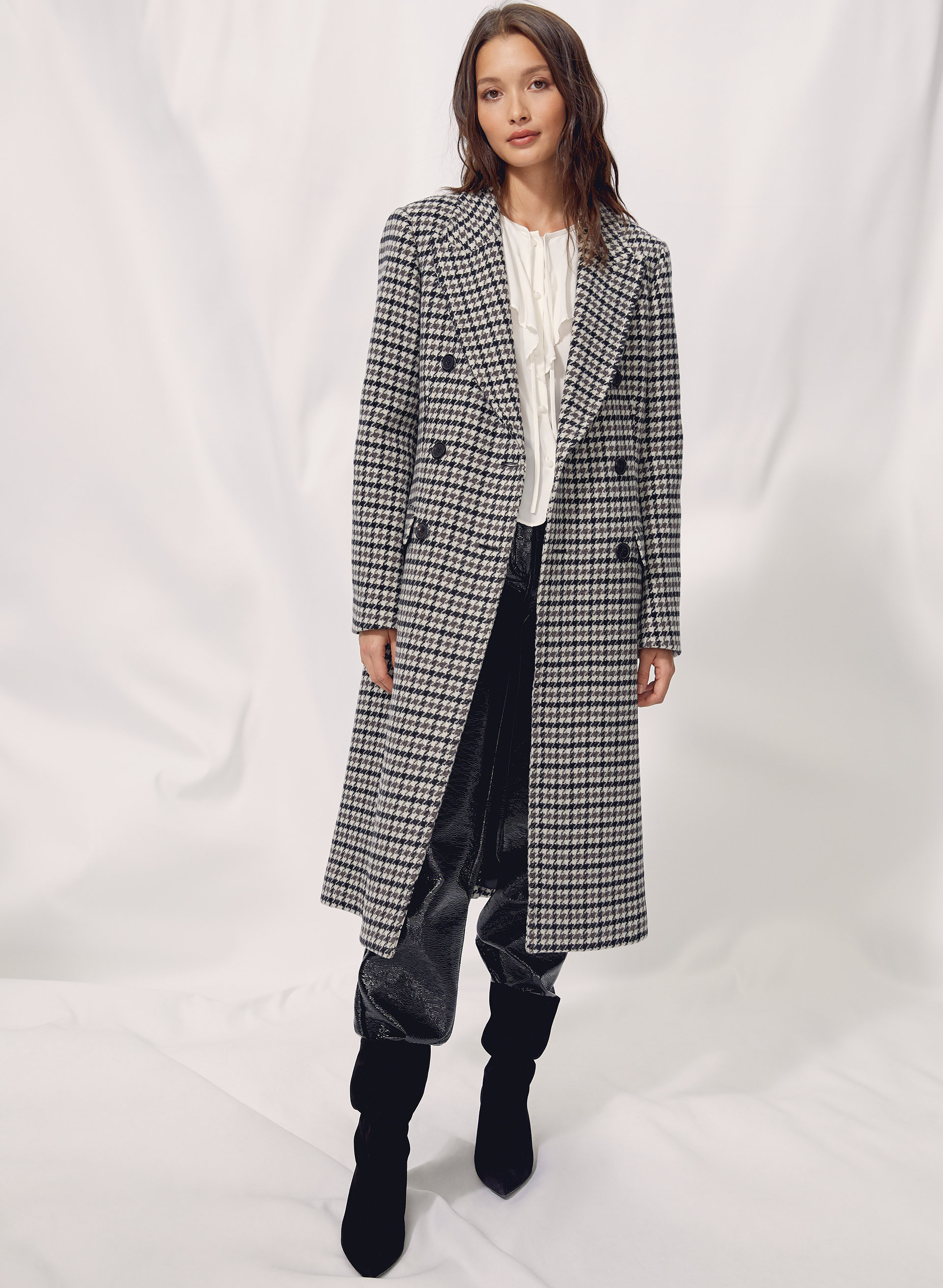 Wilfred + Long Houndstooth Wool Coat