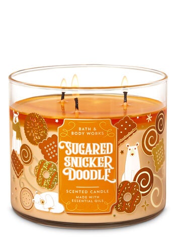 Bath & Body Works SUGARED SNICKERDOODLE Candle Holiday 3 Wick Scented NEW 