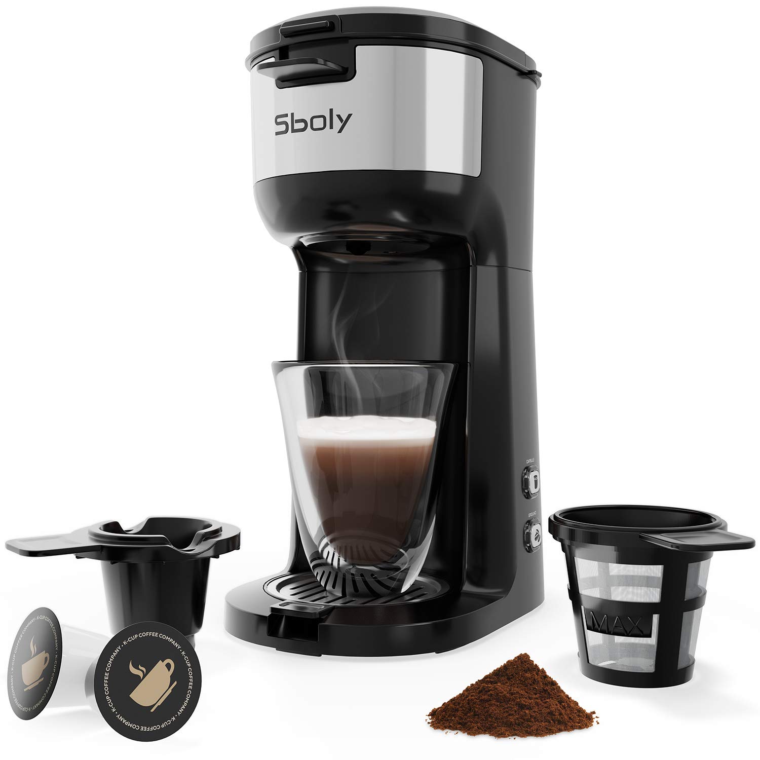Sboly + Single Serve Coffee Maker for KCups & Ground Coffee