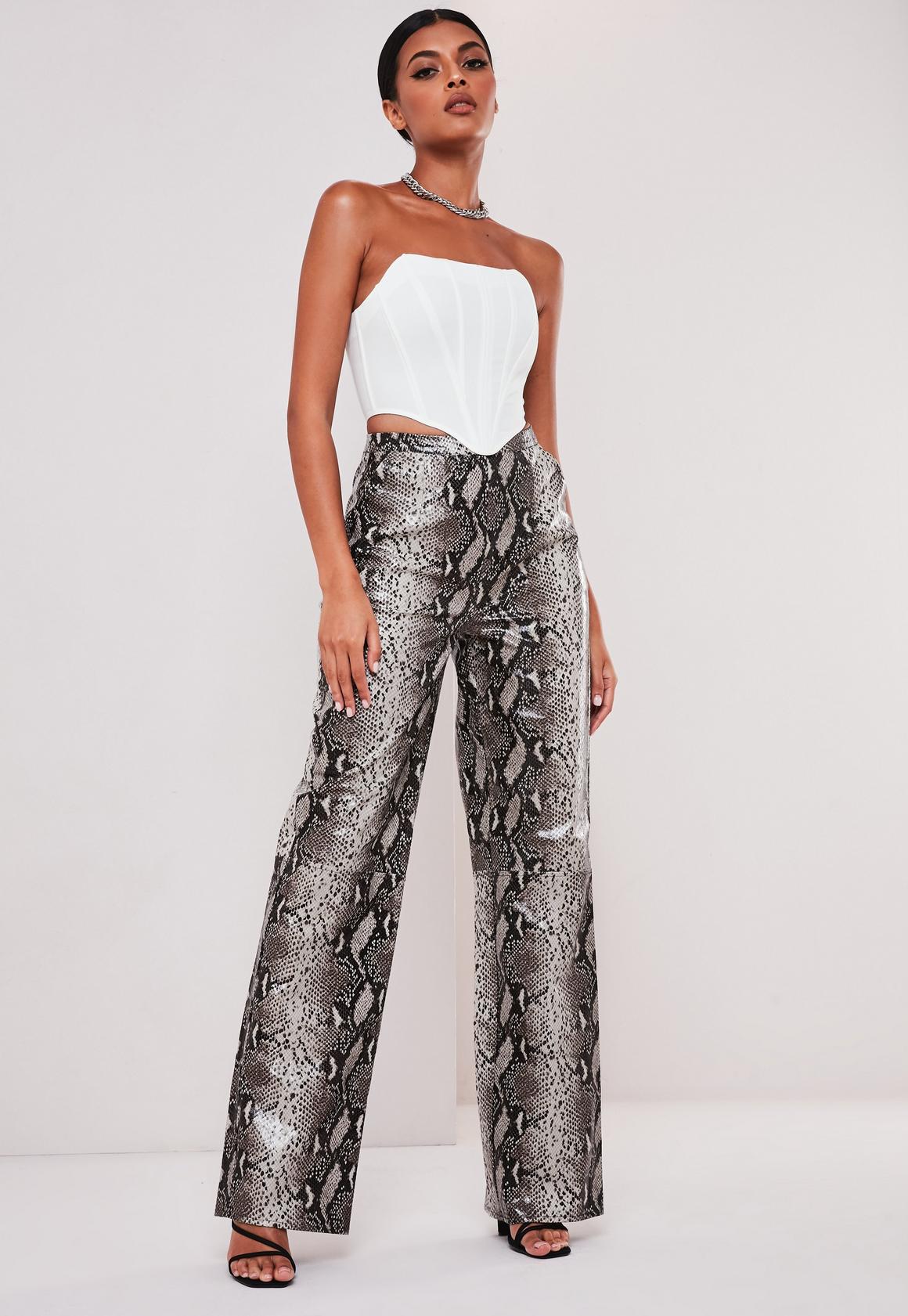 leather snake pants