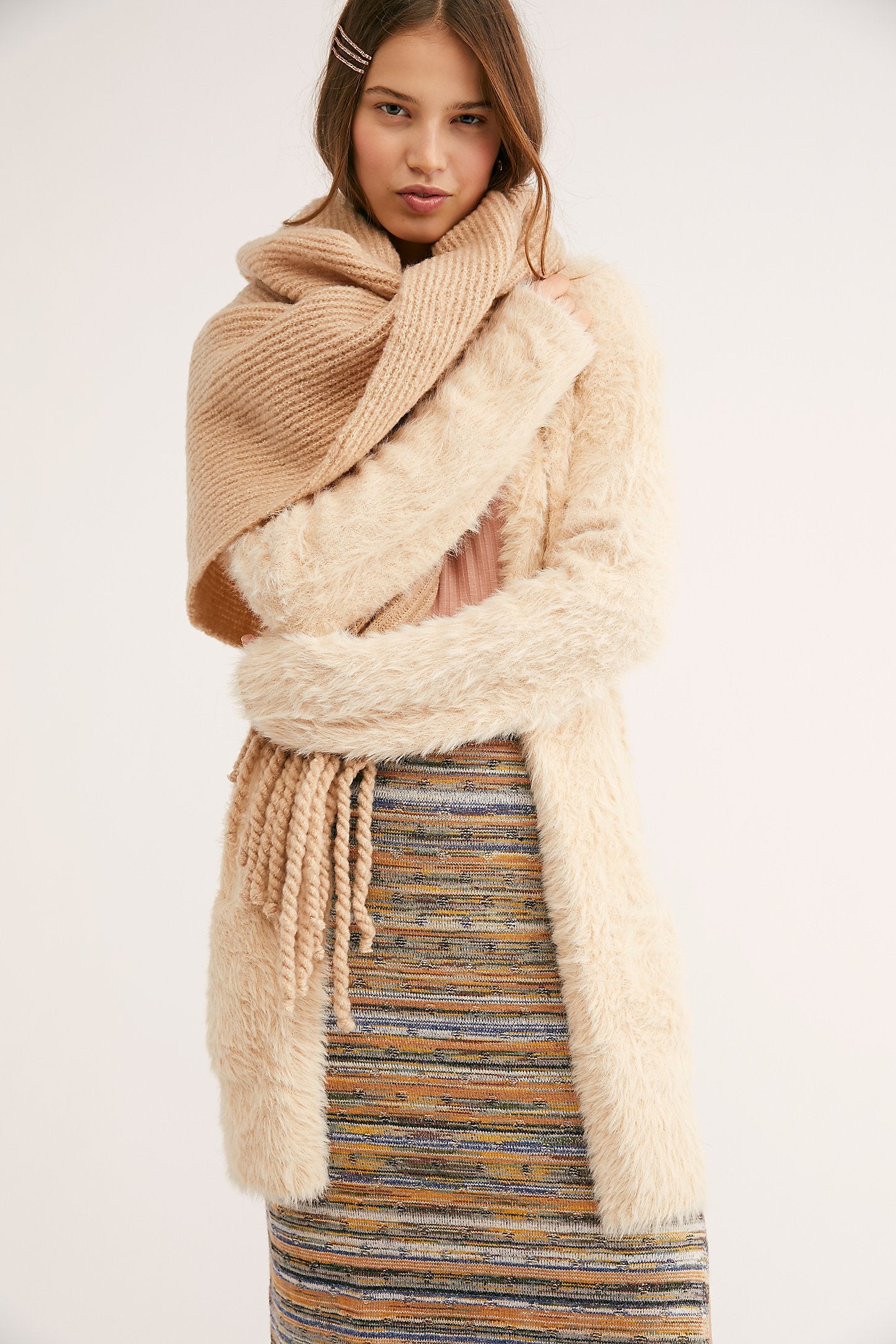 free people faux fur cardi