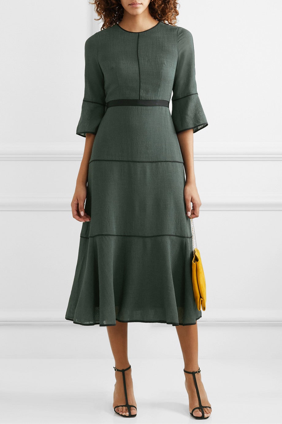 Cefinn + Tyler grosgrain-trimmed voile midi dress