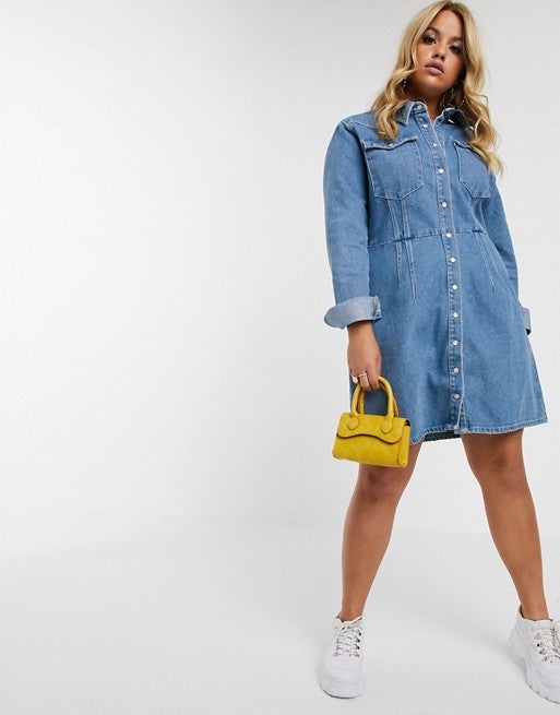 madewell denim structured shirtdress
