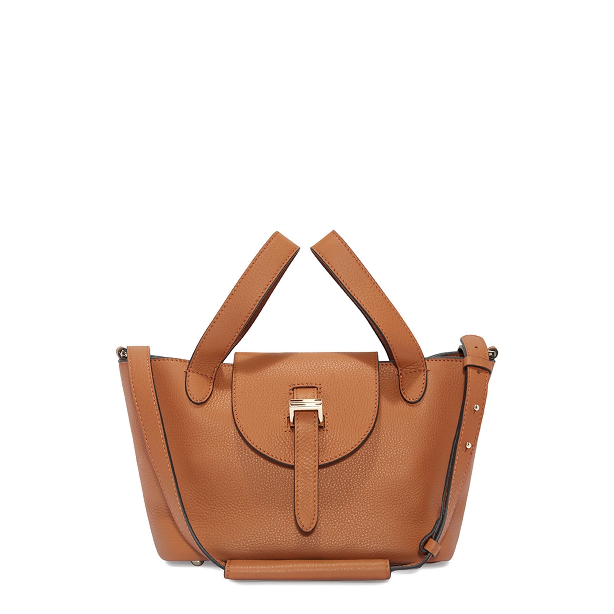 Meli Melo Thela Mini Shopper Tan Brown Leather Cross Body Bag For Women