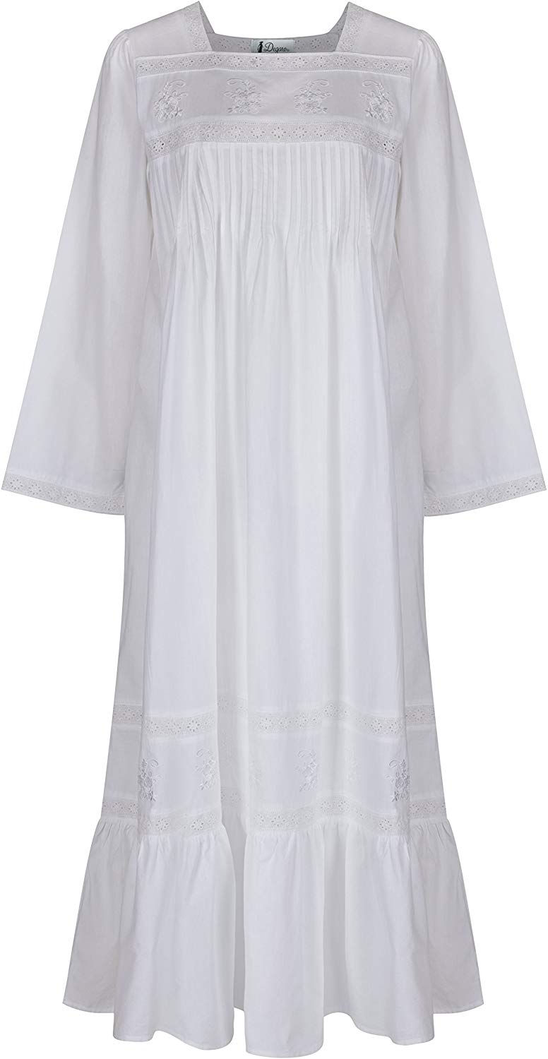 Baby Nightgown with Side Zipper and Fold Over Mittens – White – 100% Cotton
