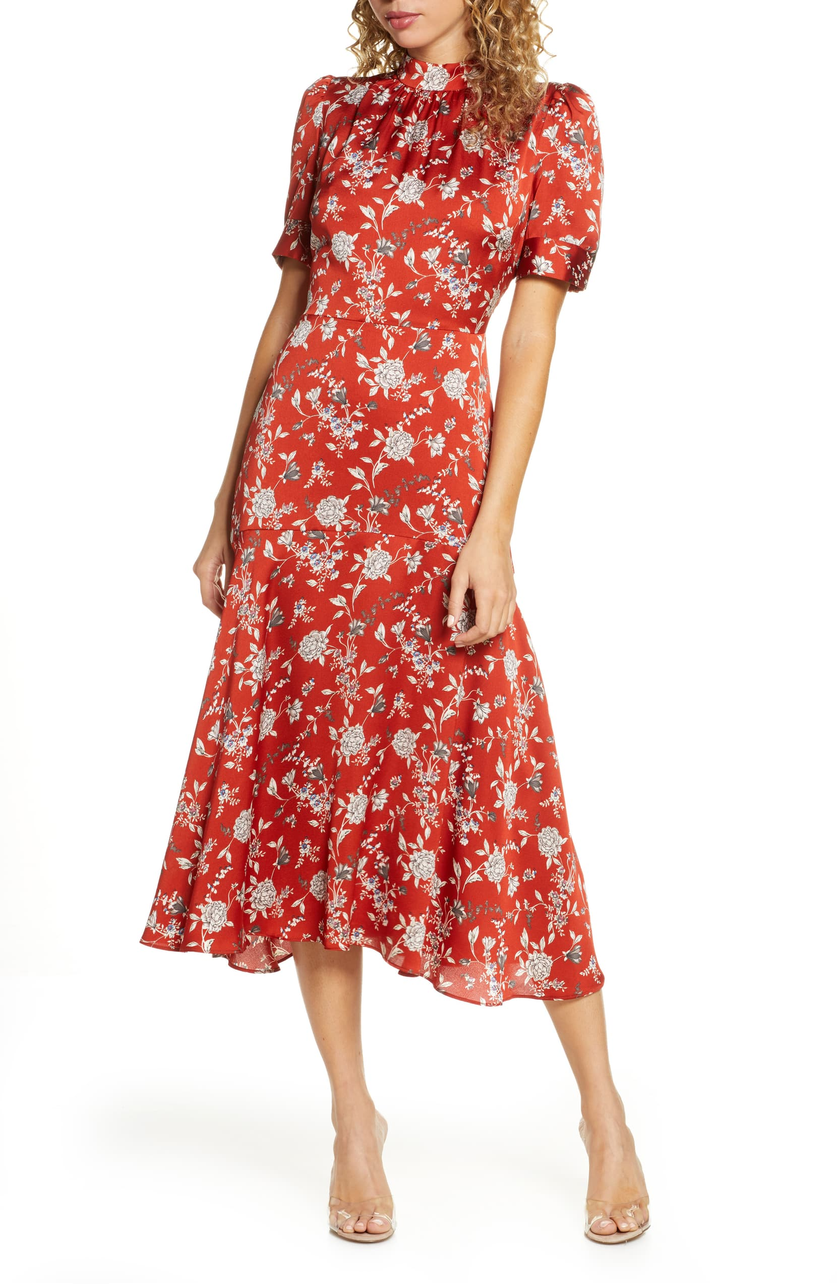 Chelsea28 Floral Satin Midi Dress