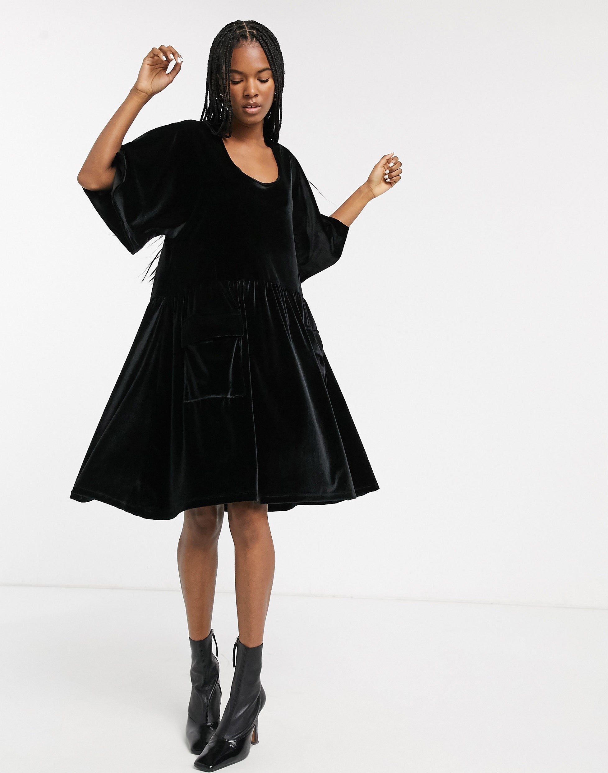 Velvet smock dress sale