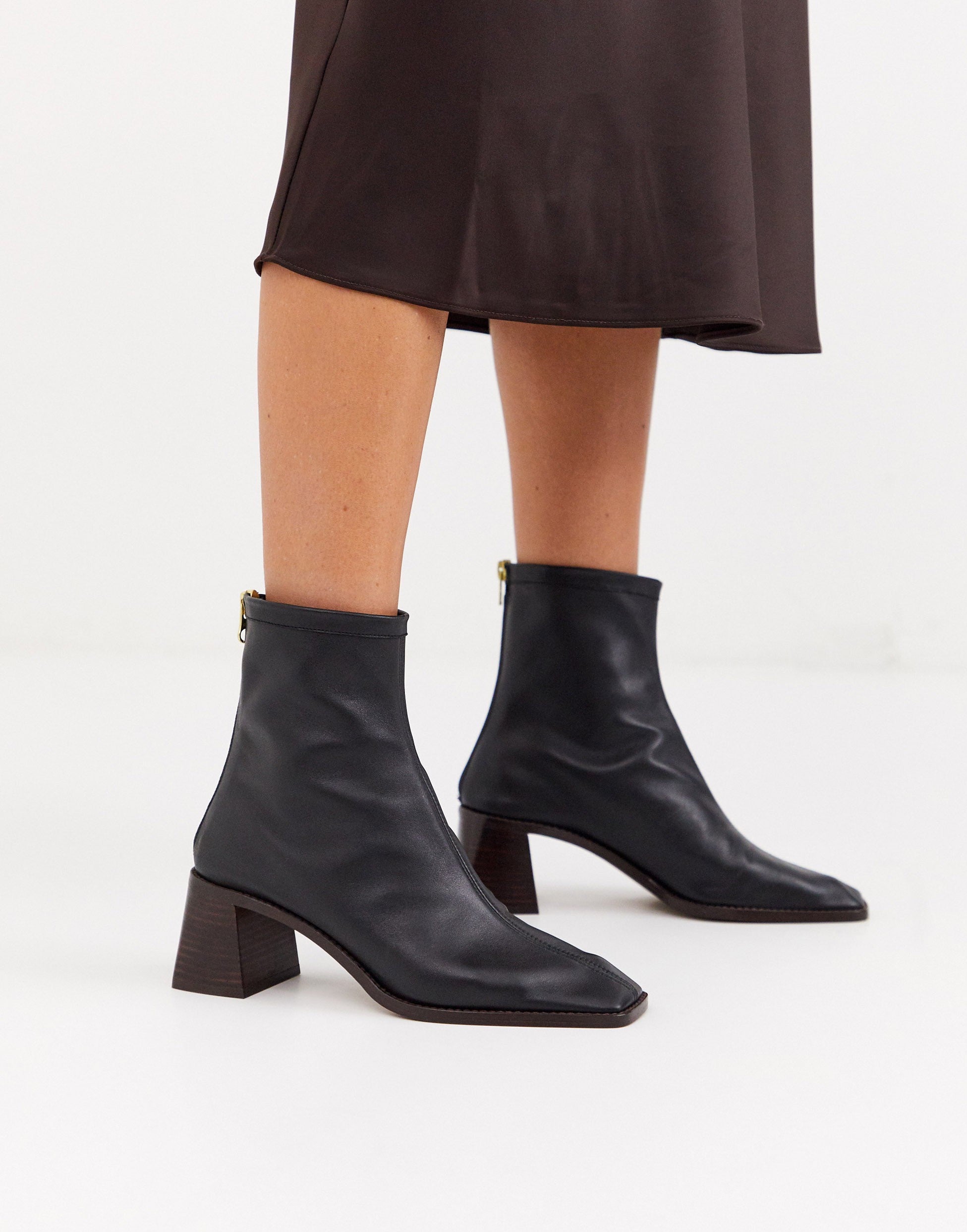 ASOS DESIGN + Riverside Leather Kitten Heel Sock Boots