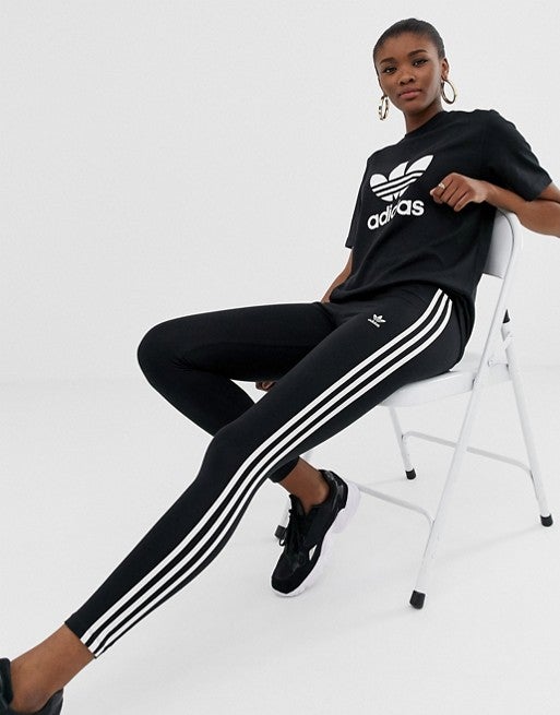 Adidas Originals + adidas Originals adicolor three stripe legging in black