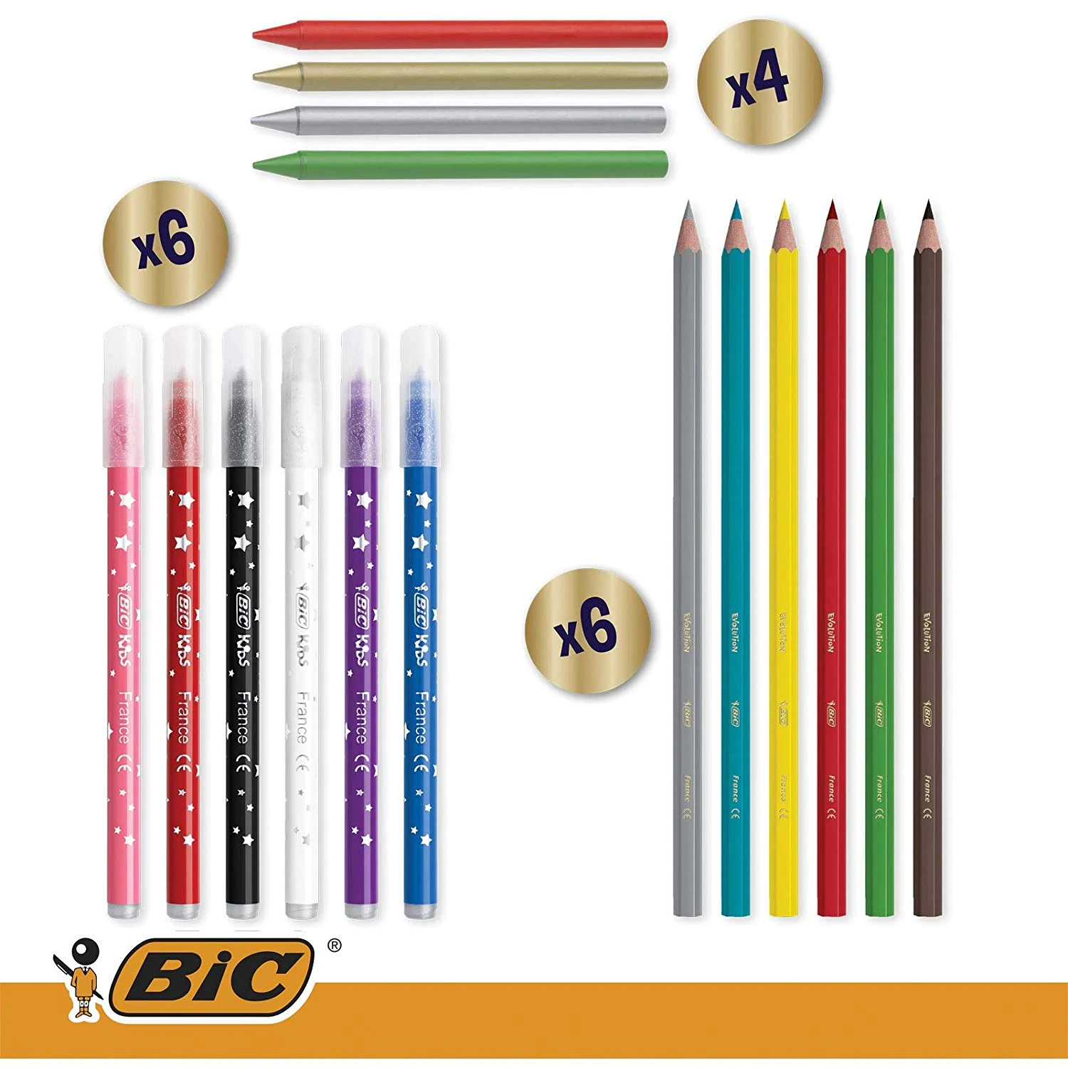 Bic Ballpoint Pens, Felt-Tip, Colouring Pencils, Crayons, Marker Pens,  Highlighters, Advent Calendar', Set of 24