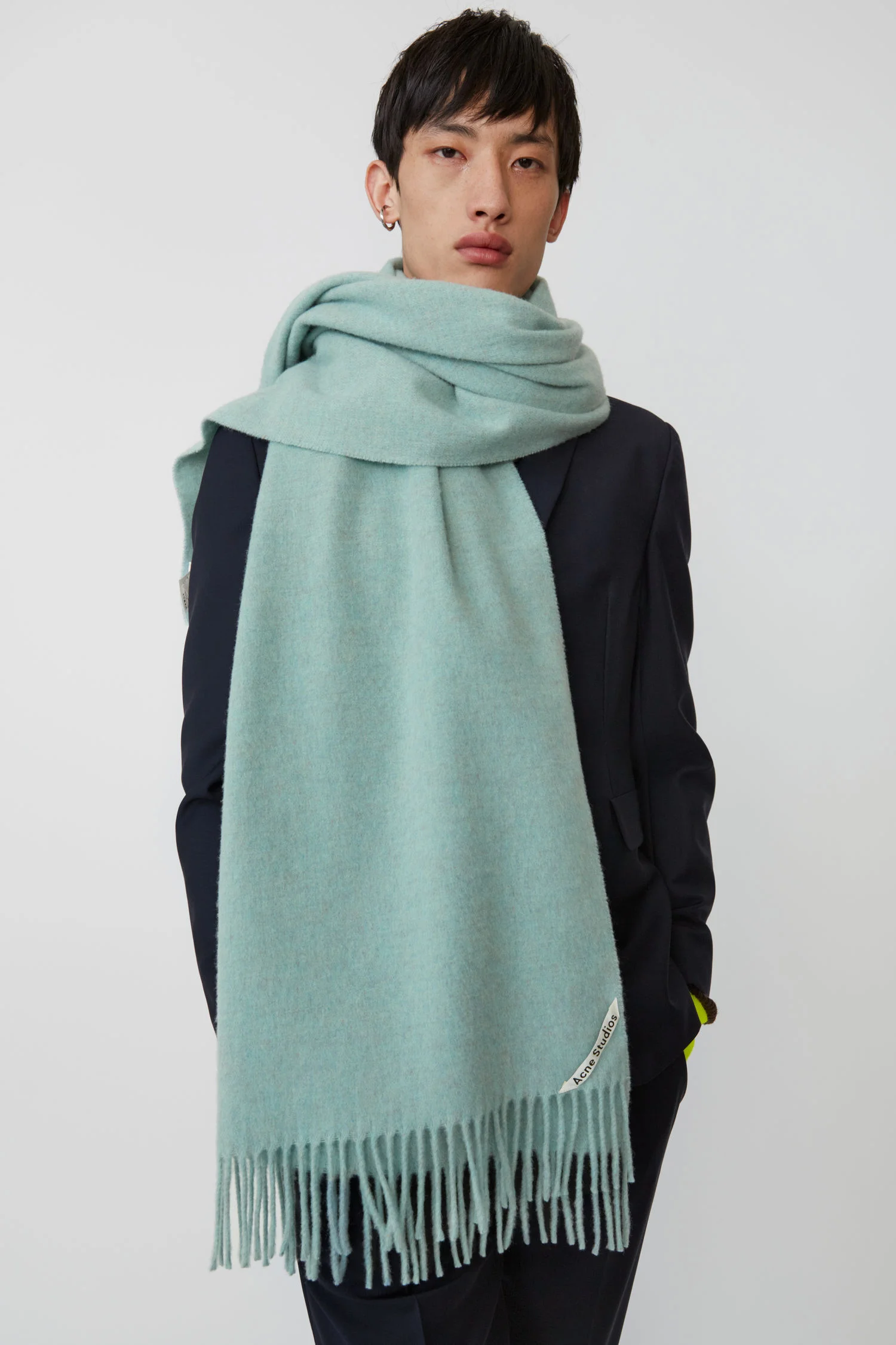 oversized fringed wool scarf