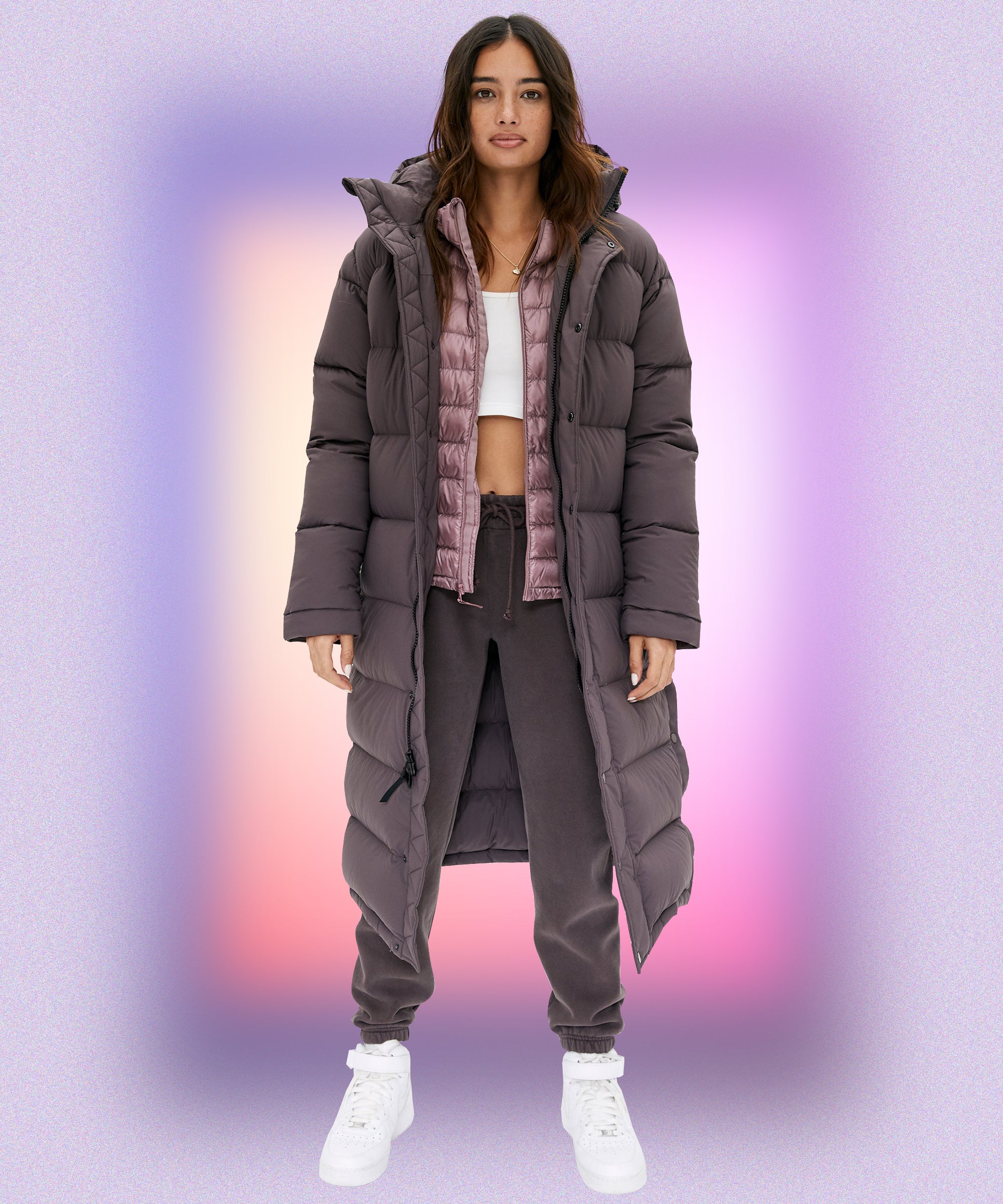 puffer jacket under coat