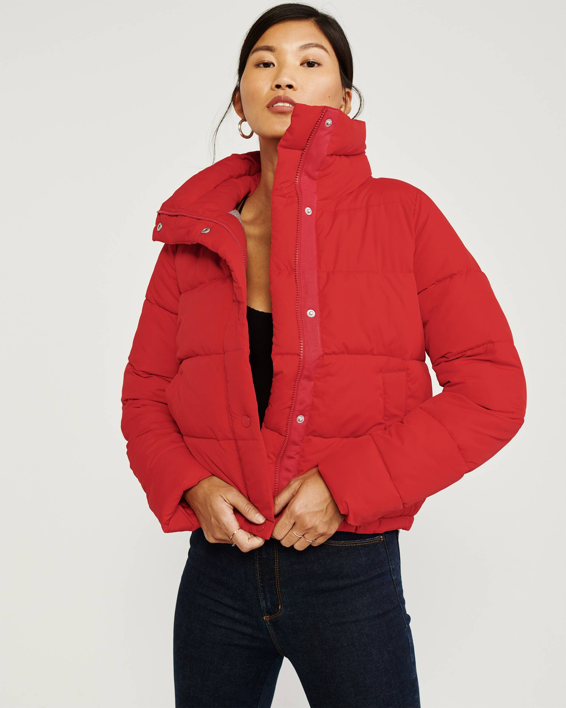abercrombie and fitch red puffer jacket