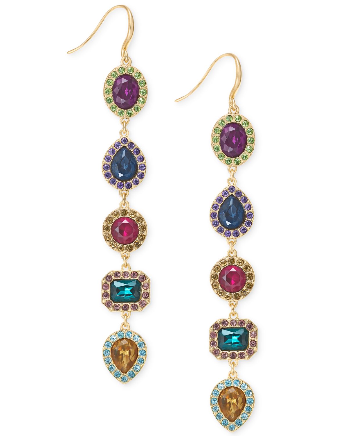 INC International Concepts + GoldTone MultiStone Linear Drop Earring